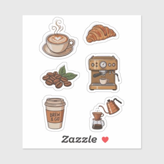 Esthetische koffiebar stickerpakket sticker (Vel)