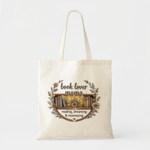 Esthetische koffieliefhebber mama bloem boekenplan tote bag
