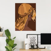 Esthetische kunst Zwart man met durag kunstwerk Poster (Thuiskantoor)