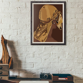 Esthetische kunst Zwart man met durag kunstwerk Poster