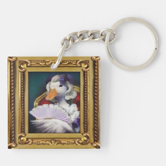 Esthetische Lady Duck Afbeelding Lijst Sleutelhanger (Achterkant)