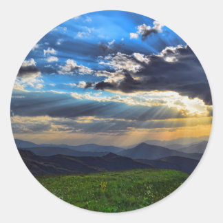 Esthetische landschapsschildering op Stickers