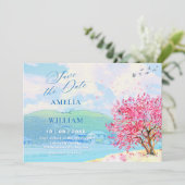 Esthetische lente aquarel bruiloft save the date (Staand voorkant)
