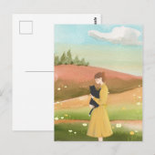 Esthetische lente landschap vrouwen met kat briefkaart (Voorkant / Achterkant)