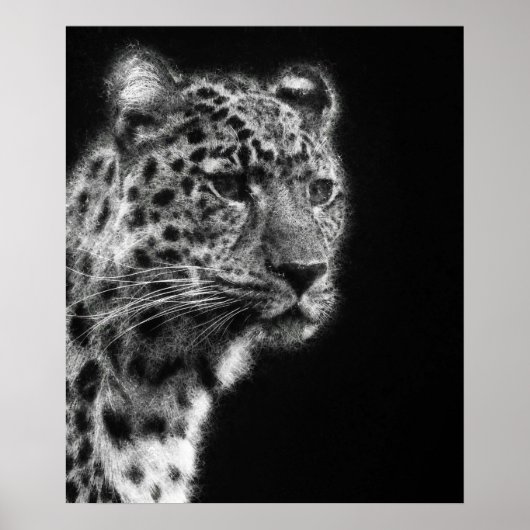 Esthetische Leopard Cheetah Gezicht schets kunst Poster (Voorkant)