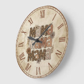 Esthetische Leopard Print Mama Typografie Grote Klok (Hoek)