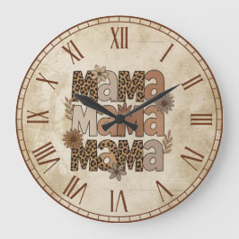 Esthetische Leopard Print Mama Typografie Grote Klok