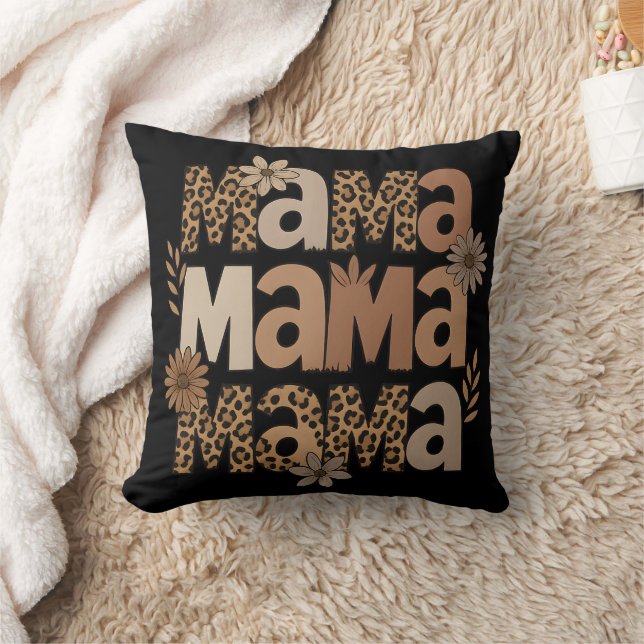 Esthetische Leopard Print Mama Typografie Kussen (Deken)