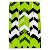 Esthetische Levendige Wasabi Chevron Moderne Textu Medium Cadeauzakje (Achterkant)