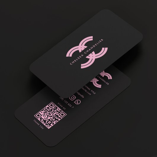 Esthetische Logo C Zwart Roze Monogram Professione Visitekaartje