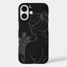 Esthetische meisje iPhone hoesje – Zwarte lijnenku