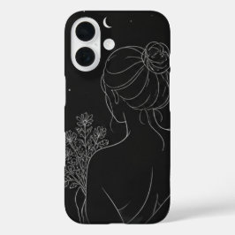 Esthetische meisje iPhone hoesje – Zwarte lijnenku
