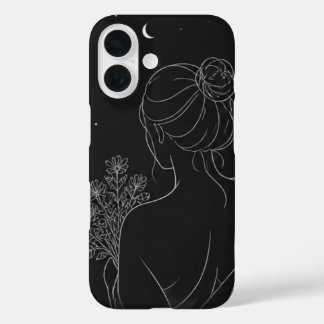 Esthetische meisje iPhone hoesje – Zwarte lijnenku