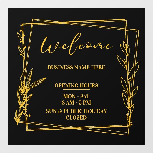 Esthetische minimalistische bedrijfsnaam Openingst Raamsticker (Vel)