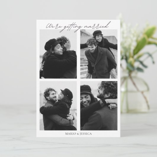 Esthetische minimalistische foto bruiloft kaart (Staand voorkant)