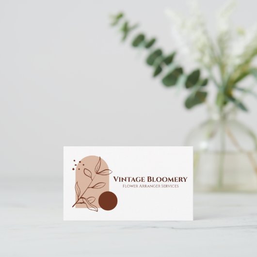 Esthetische minimalistische moderne bloemige aards visitekaartje (Staand voorkant)