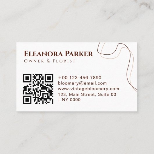 Esthetische minimalistische moderne bloemige aards visitekaartje (Achterkant)