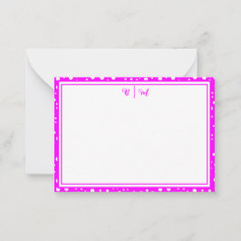 Esthetische minimalistische roze met rand en monog notitiekaartje