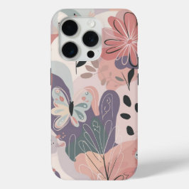 Esthetische minimalistische vlinder bloemenmeisje iPhone 15 pro case