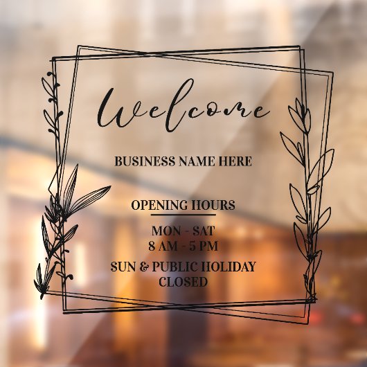 Esthetische Minimalistische Zakelijke Naam Opening Raamsticker (Vel 2)