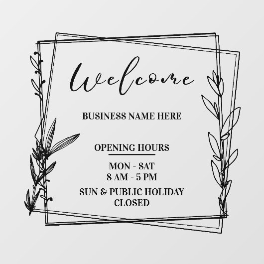 Esthetische Minimalistische Zakelijke Naam Opening Raamsticker (Vel)