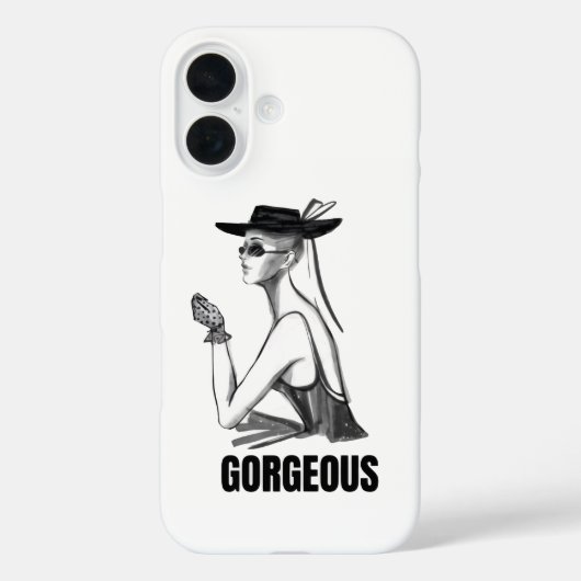Esthetische mode meisje iPhone hoesje | Zwart & Wi (Achterkant)