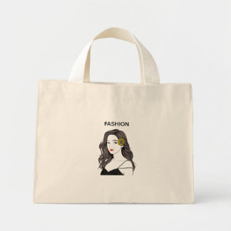 Esthetische mode meisje zonnebloem lijn kunst canv mini tote bag