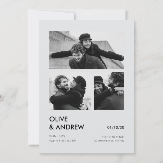 Esthetische moderne fotocollage bruiloft kaart (Voorkant)
