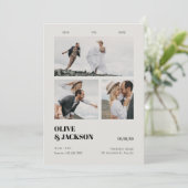 Esthetische moderne fotocollage-huwelijk save the date (Staand voorkant)