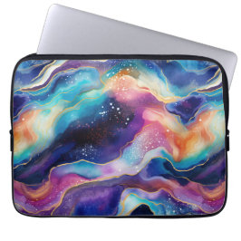 Esthetische moderne kleurrijke regenboogagaat glit laptop sleeve