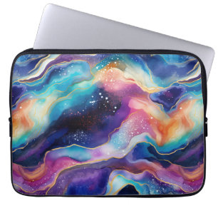 Esthetische moderne kleurrijke regenboogagaat glit laptop sleeve