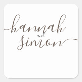 Esthetische moderne minimalistische gouden bruilof vierkante sticker