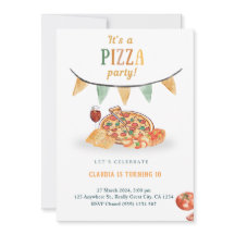 Esthetische moderne Pizza Party Uitnodiging Kaart
