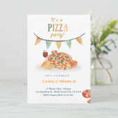 Esthetische moderne pizzafeest uitnodigingskaart kaart (Staand voorkant)