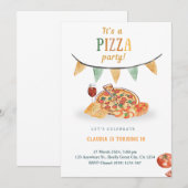 Esthetische moderne pizzafeest uitnodigingskaart kaart (Voorkant / Achterkant)