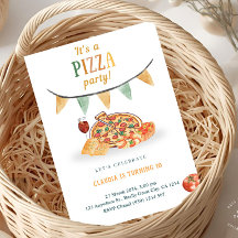 Esthetische moderne pizzafeest uitnodigingskaart