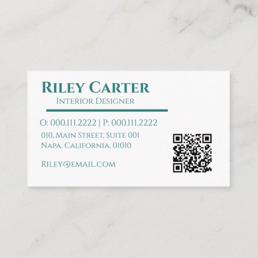 Esthetische moderne turquoise wit bewerkbaar ontwe visitekaartje (Achterkant)