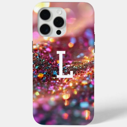 Esthetische Monogrammed Glitter Luxe Case-Mate iPhone Case (Achterkant)