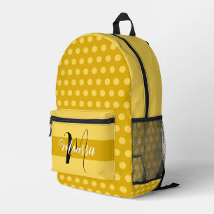 Esthetische mosterdkleur - aardse naam monogram bedrukte rugzak