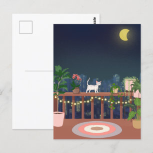 Esthetische nachtelijke lucht stad uitzicht met pl briefkaart