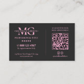 Esthetische nageltechnicus Black Pink Monogram QR Visitekaartje (Achterkant)