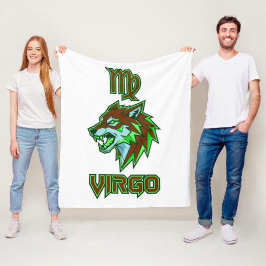 Esthetische Neon Groene Maagd Zodiac Fleece Deken (In situ)