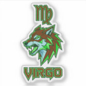 Esthetische Neon Groene Maagd Zodiac Sticker (Voorkant)