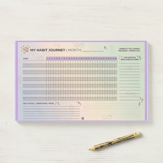 Esthetische Neurodivergente Gewoonte Tracker Brain Post-it® Notes (Op bureau)
