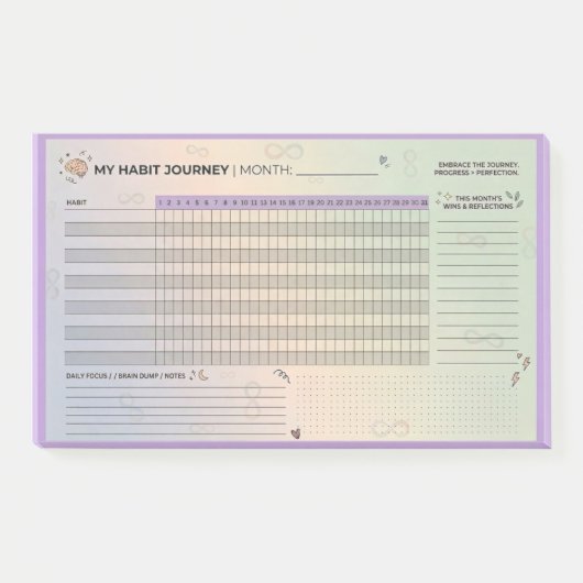 Esthetische Neurodivergente Gewoonte Tracker Brain Post-it® Notes (Voorkant)