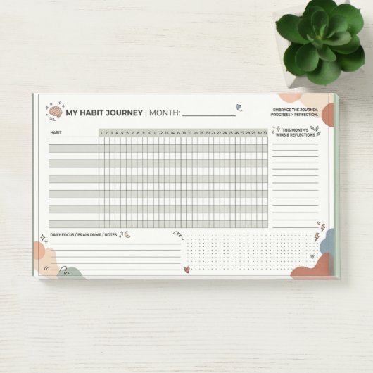 Esthetische Neurodivergente Gewoonte Tracker Brain Post-it® Notes (Kantoor)