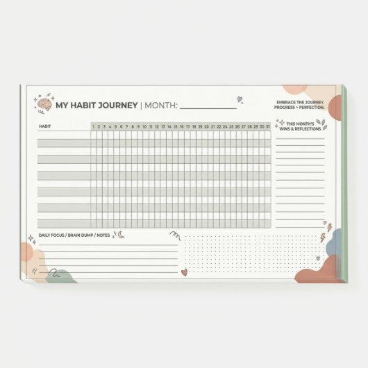 Esthetische Neurodivergente Gewoonte Tracker Brain Post-it® Notes (Voorkant)