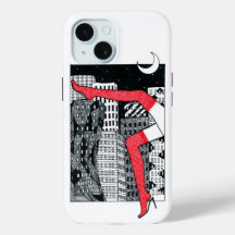 Esthetische Night City Damesbenen iPhone 15 Hoesje