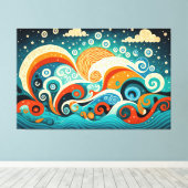 Esthetische oceaangolven canvas afdruk (Insitu (Houten vloer))