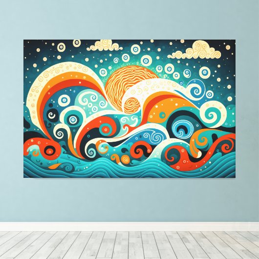 Esthetische oceaangolven canvas afdruk (Insitu (Houten vloer))